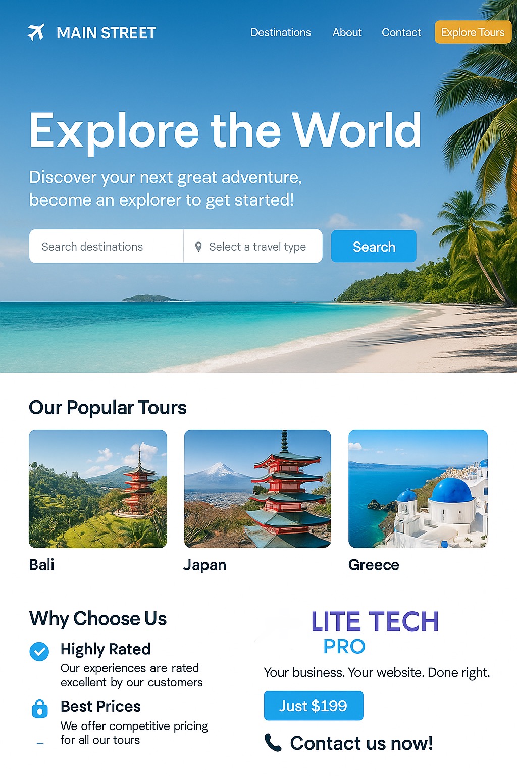 Travel Site website example A