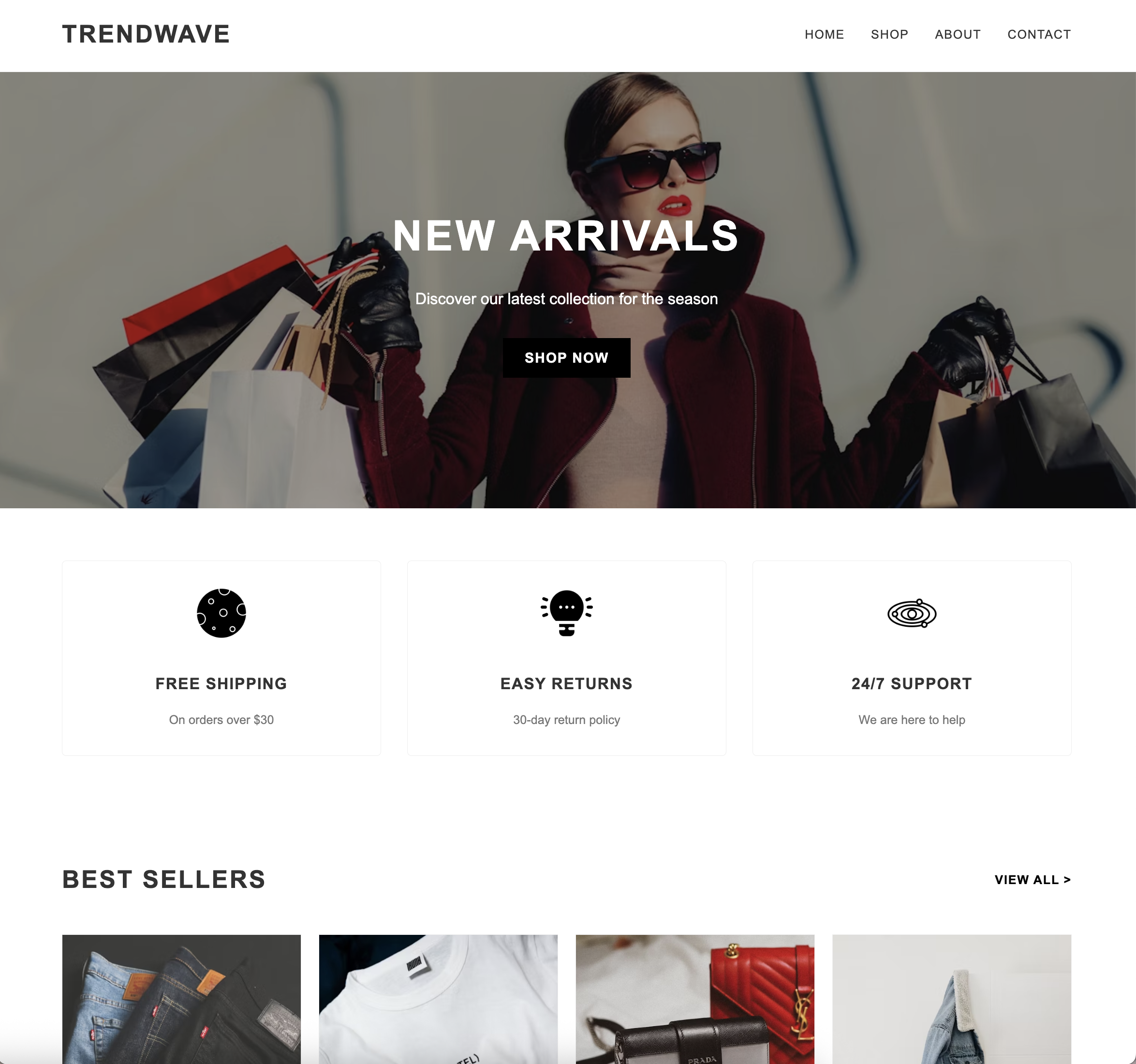 Boutique fashion website example A